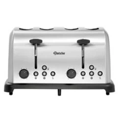 Bartscher Brushed Stainless Steel 4 Slot Semi Commercial Toaster -Buffalo Store 100374 5 515wx515h