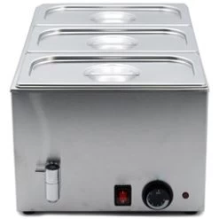 1/1 Size Wet Bain Marie With Drain Tap And 3 X 1/3 GN Pans & Lids