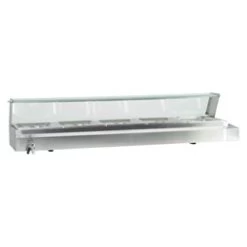 Quattro Bain Marie Heated Display Unit. 5 X 1-2 GN Pans & Lids With Glass Surround -Buffalo Store ebw010 2