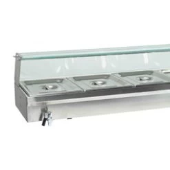 Quattro Bain Marie Heated Display Unit. 5 X 1-2 GN Pans & Lids With Glass Surround -Buffalo Store ebw010 5