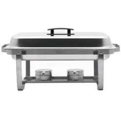Quattro Twin Pack Chafing Dish Set Stainless Steel With Black Handles