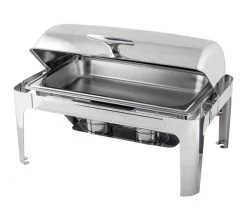 Stainless Steel Roll Top Chafing Dish Full Size 1-1 GN 9 Litre Capacity -Buffalo Store ecs002 quattro roll top chafing dish www.ecatering.co .uk open 3