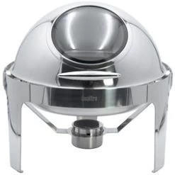Quattro Round Roll Top Chafing Dish With Glass Window 6 Litre Capacity