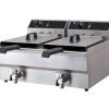 Quattro Electric Countertop Commercial Fryer Twin 12 Litre Tanks With Drain Taps -Buffalo Store fryer10ltrtwinwithtapquattro