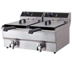 Quattro Electric Countertop Commercial Fryer Twin 12 Litre Tanks With Drain Taps