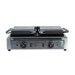 Quattro Heavy Duty Twin Contact - Panini Grill Ribbed Top - Flat Bottom Plates -Buffalo Store gcd001 2 1