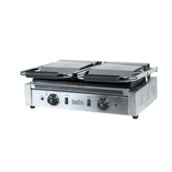 Quattro Heavy Duty Twin Contact - Panini Grill Ribbed Top - Flat Bottom Plates -Buffalo Store gcd001 4 1