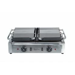 Quattro Heavy Duty Twin Contact - Panini Grill Ribbed Top - Flat Bottom Plates -Buffalo Store gcd001 7 1