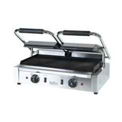 Quattro Twin Contact Panini Grill Ribbed Top And Bottom Plates -Buffalo Store gcd003 5 1