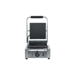 Quattro Heavy Duty Single Panini Contact Grill Ribbed Top And Flat Bottom Plates -Buffalo Store gcs001 12 1