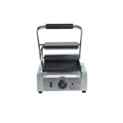 Quattro Single Panini Contact Grill Ribbed Top And Ribbed Bottom Plates -Buffalo Store gcs009 6 1