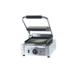 Quattro Single Panini Contact Grill Ribbed Top And Ribbed Bottom Plates