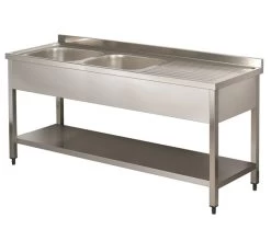 Italinox Premium 1600mm Twin Bowl Stainless Steel Sink With Right Hand Drainer