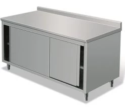 Italinox 1500mm Stainless Steel Floor Cupboard With Upstand And Sliding Doors