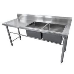 Quattro 1800mm Twin Bowl Stainless Steel Right Hand Commercial Sink -Buffalo Store sid025 2 2