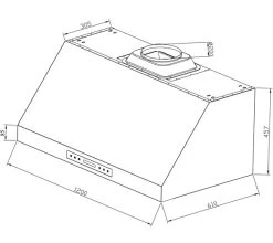 Quattro 1200mm Wide 610mm Deep Commercial Extractor Hood With Motor -Buffalo Store svh029 technical drawing 1