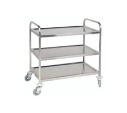 Quattro 3 Tier Stainless Steel Clearing Trolley - Square Tubing