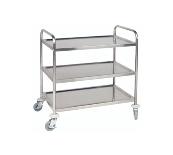 Quattro 3 Tier Stainless Steel Clearing Trolley - Square Tubing 3 Quattro 3 Tier Stainless Steel Clearing Trolley - Square Tubing