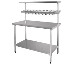 Quattro 1800mm Wide Stainless Steel Chefs Food Prep Table With GN Pan Holder