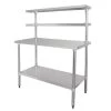 Quattro 1200mm Wide Stainless Steel Chef's Food Prep Table With Overshelves -Buffalo Store wts 1