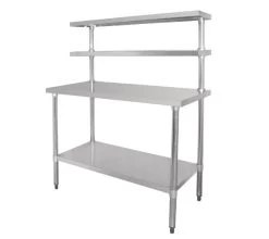 Quattro 1200mm Wide Stainless Steel Chef's Food Prep Table With Overshelves